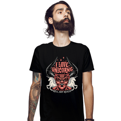 Daily_Deal_Shirts Fitted Shirts, Mens / Small / Black I Love Unicorns