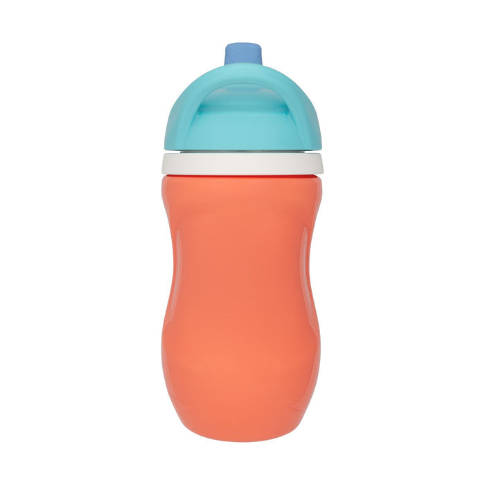 The Insulated Active Sipper Cup (2 Pack) features a coral body, light blue lid, and small hard spout, shown upright on a white background.