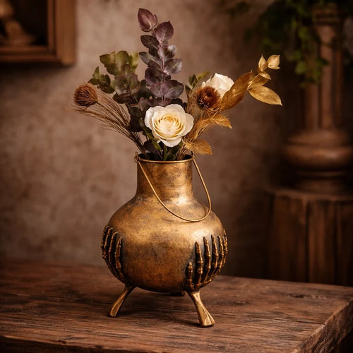 Iron Skeleton Hands Vase