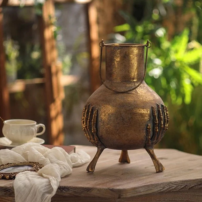 Iron Skeleton Hands Vase