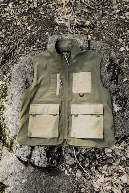 Men's Journey Utility Vest in the color Dark Olive/Olive Surplus - Additional Laydown image