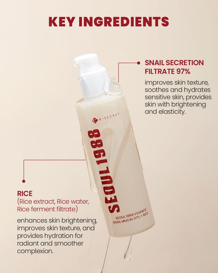 K-SECRET SEOUL 1988 Snail Mucin 97% + Rice Essence 100 mL