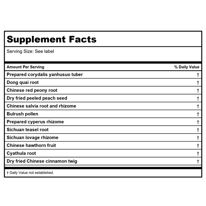 Kan Jade Woman Herbals Jade Moon Phase 1 Invigorate 8 Ounce - Supplement Facts panel