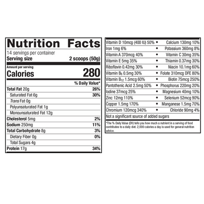 Ketogenic Shake Vanilla by Metagenics Ingredients Label
