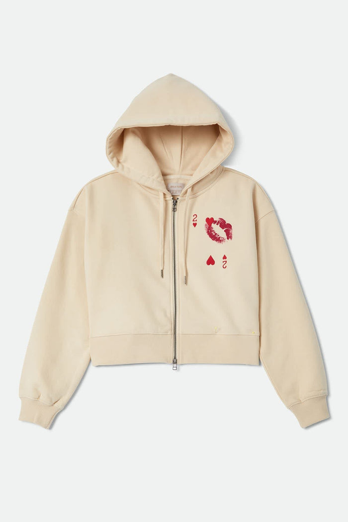 Women's Kissing Hearts Zip Hood in the color Whitecap - Front Product View