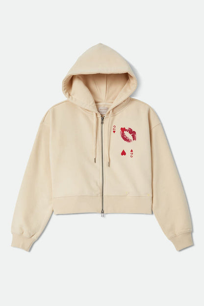 Women's Kissing Hearts Zip Hood in the color Whitecap - Front Product View