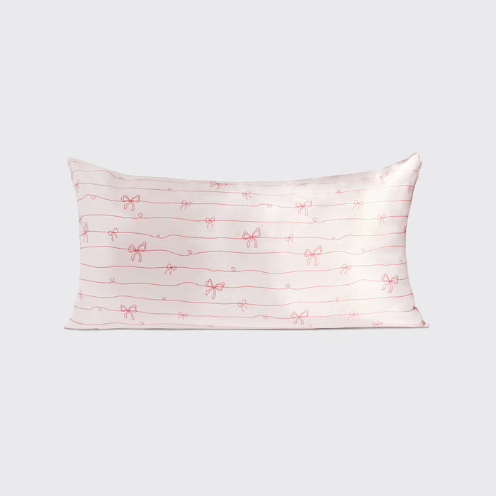 KITSCH Satin Pillowcase in Striped Bows - King