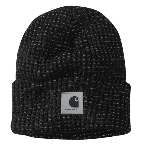Knit Beanie with Reflective Patch - N04-Black | Carhartt 105548