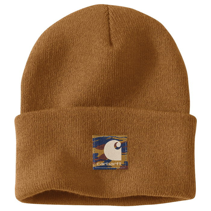 Knit Camo Patch Beanie - BRN-Carhartt Brown | Carhartt 106336