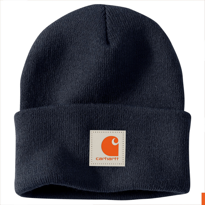 Knit Rubber Patch Beanie - NVY-Navy | Carhartt 106920