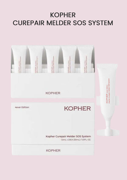 Kopher Curepair Melder SOS System packaging on a pink background