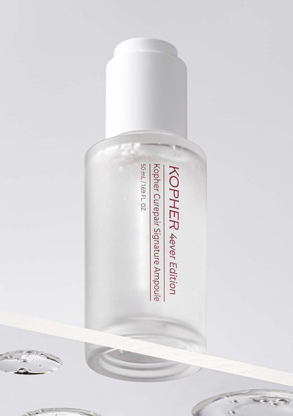Kopher skincare ampoule bottle on a light gray background