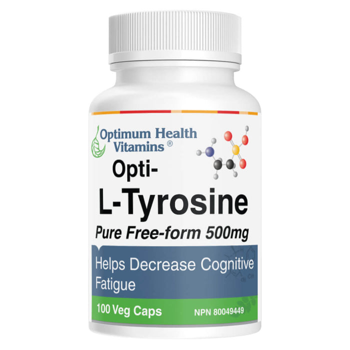 Bottle of Optimum Health Vitamins L-Tyrosine 100 Capsules