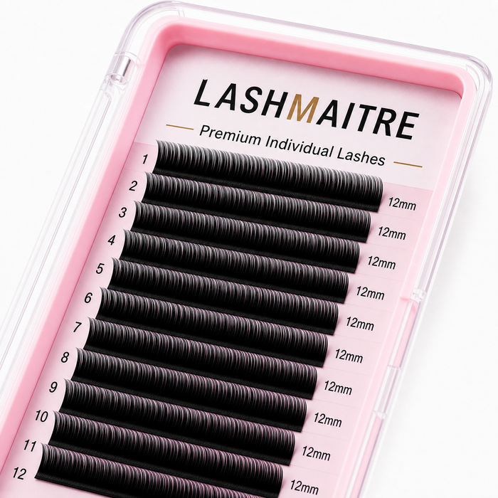 LASHMAITRE Premium Volume Individual Lash Extensions 0.05mm 45 degree curl and fiber detail