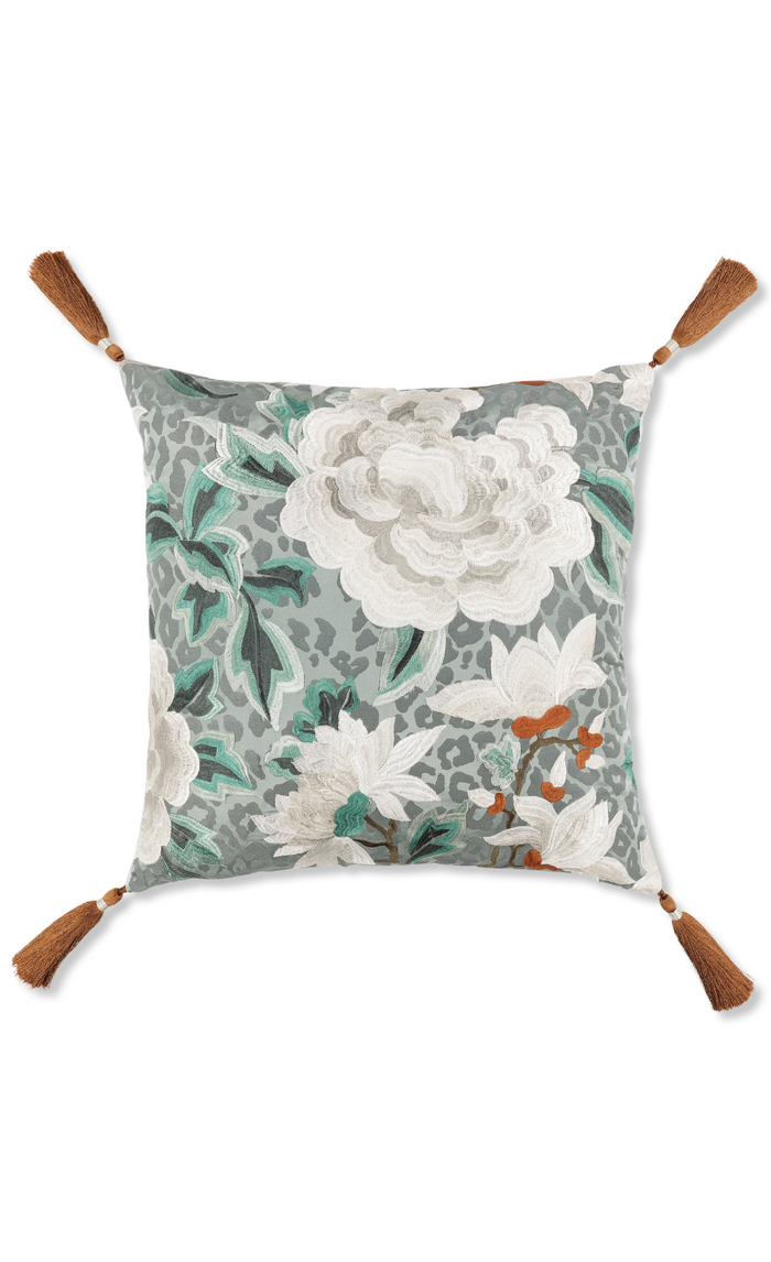 Lavinia Embroidery Cushion - Blue Haze