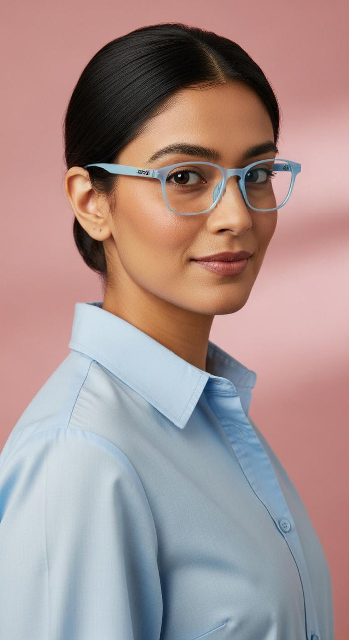 Light Blue Square Full Rim