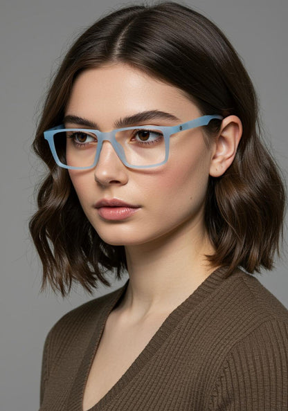 Light Blue Square Full Rim