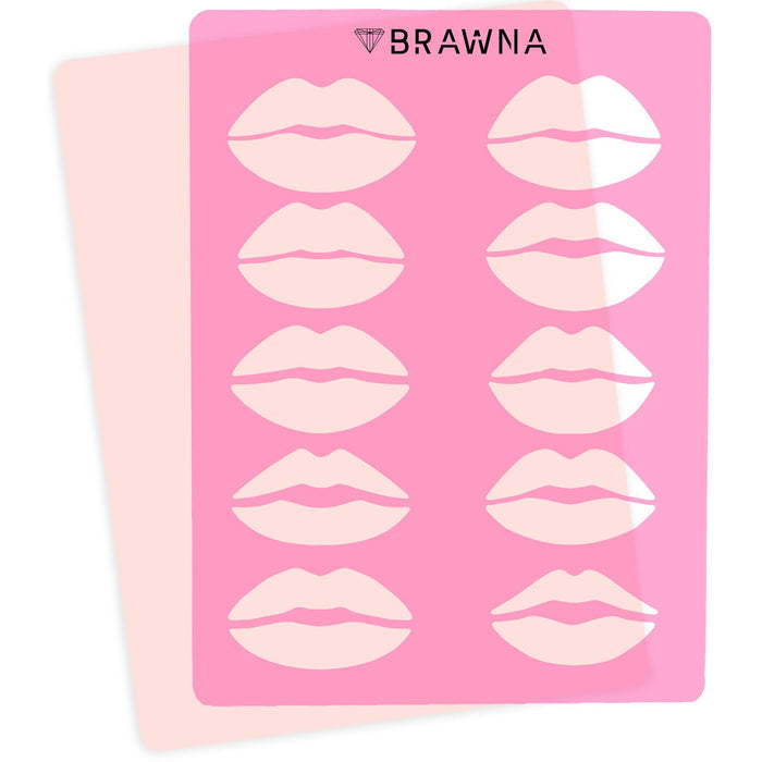 Lip Blush Tattoo Practice Stencil with Inkless Practice Skin - 10 lip shapes