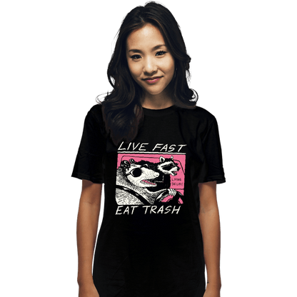 Shirts T-Shirts, Unisex / Small / Black Live Fast! Eat Trash!