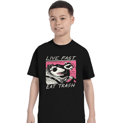 Shirts T-Shirts, Youth / XS / Black Live Fast! Eat Trash!