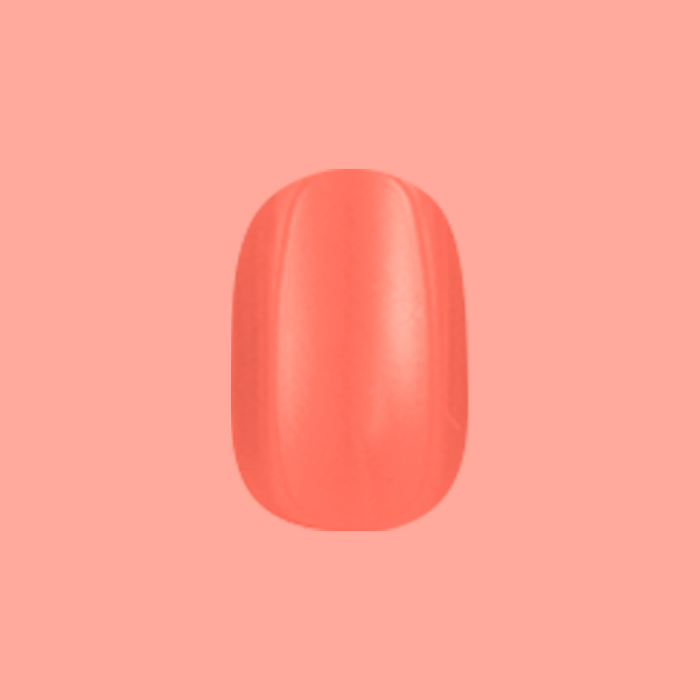 Lobster | Extra Short | Squoval - Tab Press-On nail in bright orangey red pink for easy at home mani