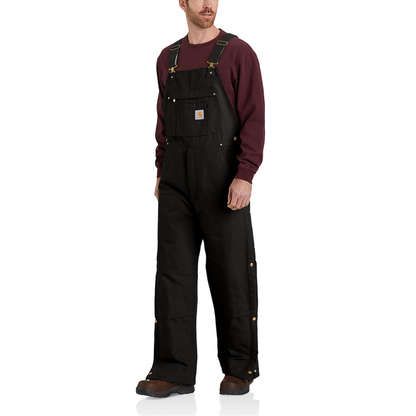 Loose Fit Firm Duck Insulated Bib Overall - BLK-Black | Carhartt 106672