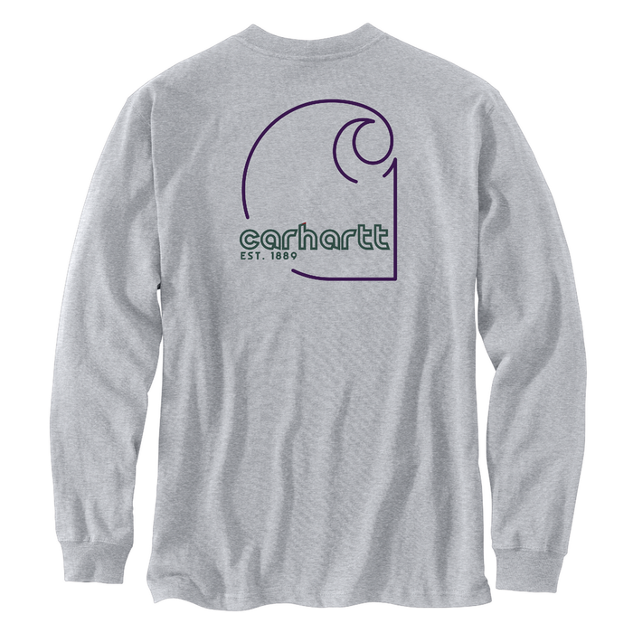 Loose Fit Heavyweight Long-Sleeve Pocket C Graphic T-Shirt - HGY-Heather Grey | Carhartt 106496