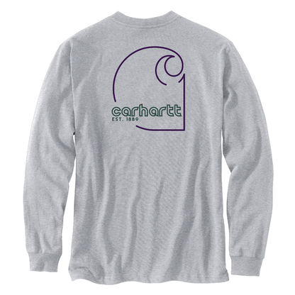 Loose Fit Heavyweight Long-Sleeve Pocket C Graphic T-Shirt - HGY-Heather Grey | Carhartt 106496