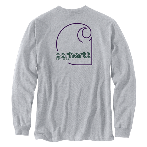 Loose Fit Heavyweight Long-Sleeve Pocket C Graphic T-Shirt - HGY-Heather Grey | Carhartt 106496