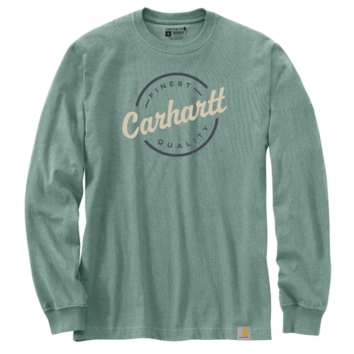 Loose Fit Heavyweight Long-Sleeve Script Graphic T-Shirt - GI1-Patina Heather | Carhartt 106359