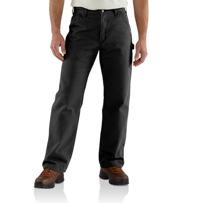 Loose Fit Washed Duck Flannel-Lined Utility Work Pant - BLK-Black | Carhartt B111