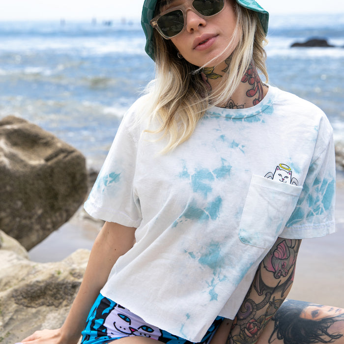 RIPNDIP Lord Angel Pocket Crop Tee (Light Blue Lightning Wash)