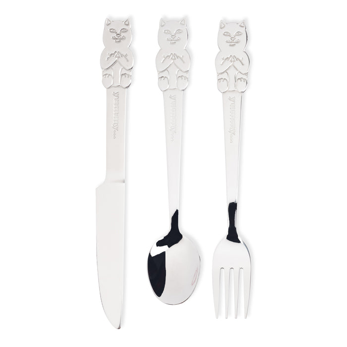RIPNDIP Lord Nermal 3 PC Cutlery Set (Silver)