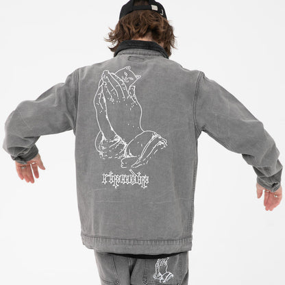 RIPNDIP Los Feliz Denim Work Jacket (Charcoal Stone Wash)