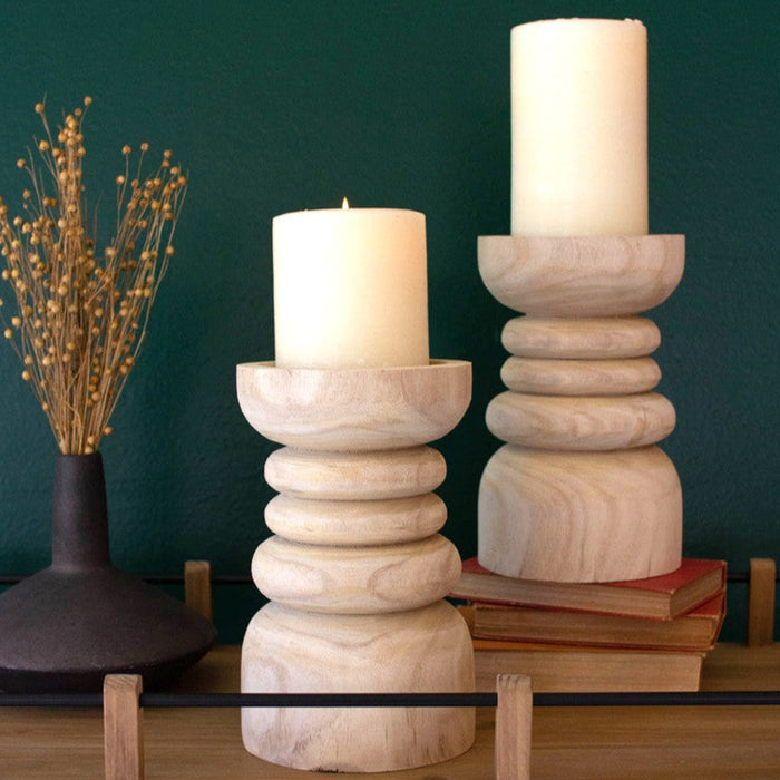 Lou Wood Pillar Candle Holder