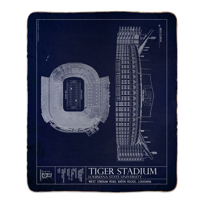 LSU Tiger Stadium Fleece Sherpa Blanket