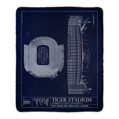 LSU Tiger Stadium Fleece Sherpa Blanket
