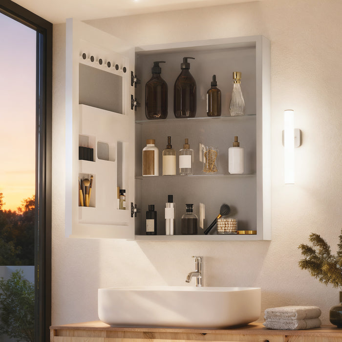 LUVODI 20x28" Bathroom Mirror Cabinet w/ Door Storage & Adjustable Shelves