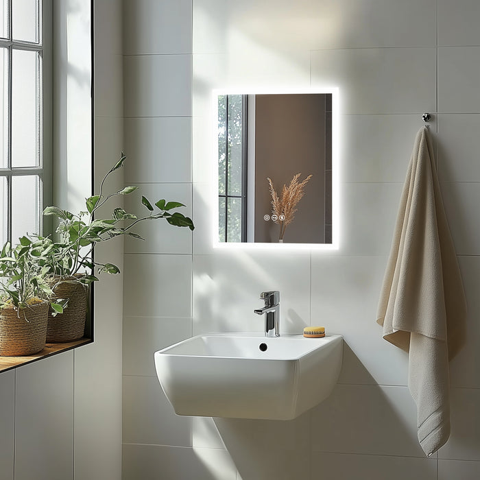 LUVODI 40x50cm Vertical Rectangular Bathroom Mirror with Anti-Fog 3 Lighting Modes Memory Function