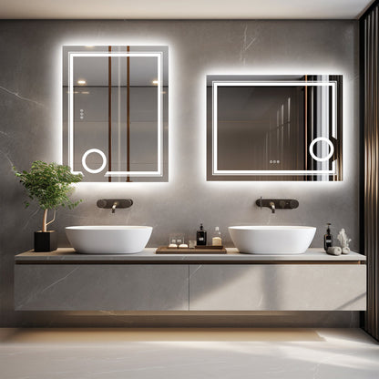 LUVODI LED Bathroom Mirror 3X Magnifier Dimmable Front Light + Backlit Defogging , Memory Function