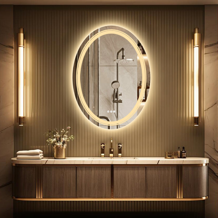 LUVODI Oval LED Bathroom Mirror Backlit + Front Lighted, Defogging