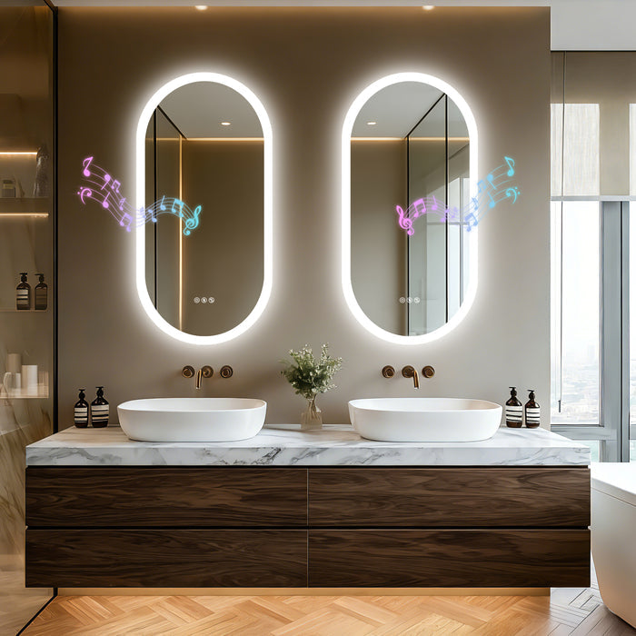 LUVODI Oval LED Bluetooth Bathroom Mirror Lighted Wall Vanity Mirror (No Display Screen)