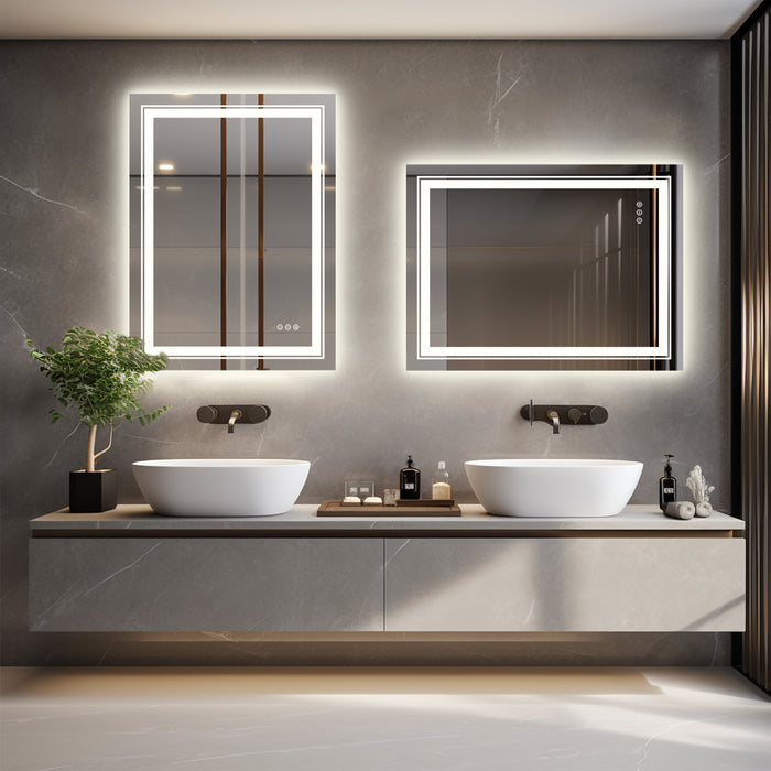 LUVODI Rectangular LED Bathroom Mirror Backlit + Front Lighted, Defogging