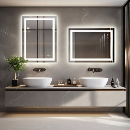 LUVODI Rectangular LED Bathroom Mirror Backlit + Front Lighted, Defogging