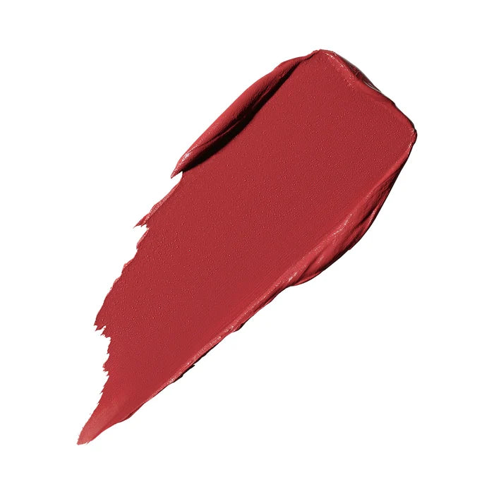 M.A.C Cosmetics M·A·Cximal Silky Matte 12HR Wear Lipstick in milky pink and red shade, new in box, glossy lipstick tube on white background.