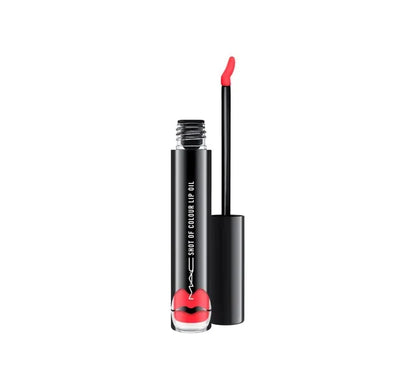 M·A·C Shot of Colour Lip Oil in NIB, showing a sleek tube with clear gloss and vibrant color for glossy lips.