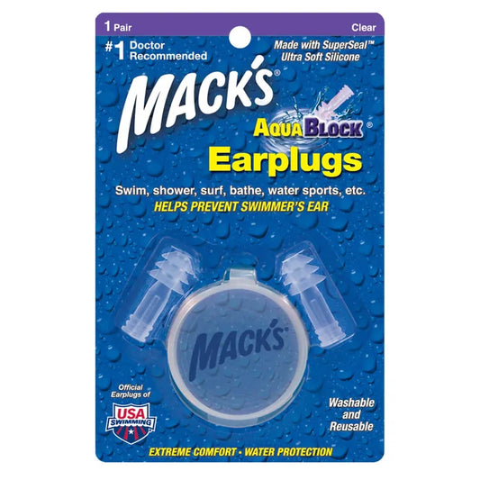 Macks Aquablock Waterproof Earplugs Clear