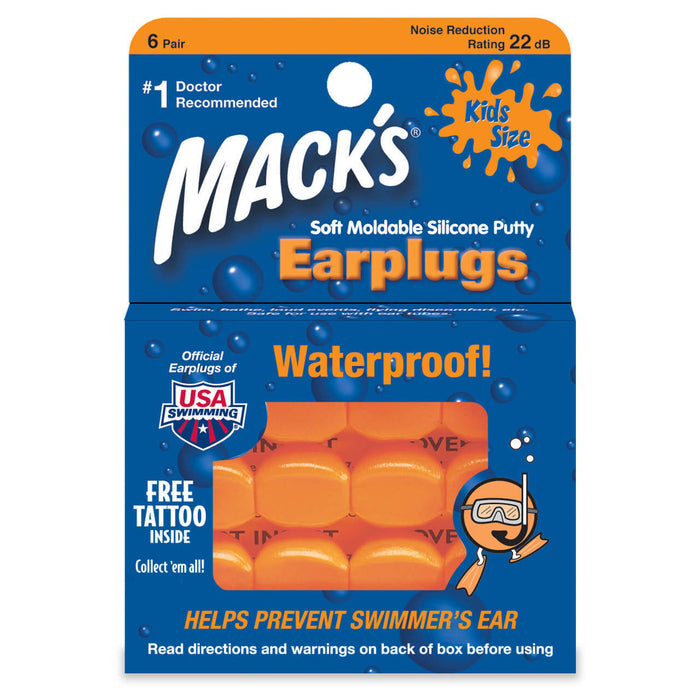 Macks Pillow Soft Silicone Earplugs | Kids | Waterproof | NRR 22