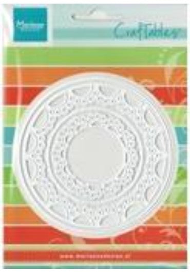 Marianne Design - Craftables Die - Passe Partout - Round. Make pretty Window apertures and doily backgrounds for your cards. Craftables can be used in all leading brand die cutting systems. 4 piece die set. Approx. sizes: 3 3/4" and 2 1/2". Available at Embellish Away located in Bowmanville Ontario Canada.