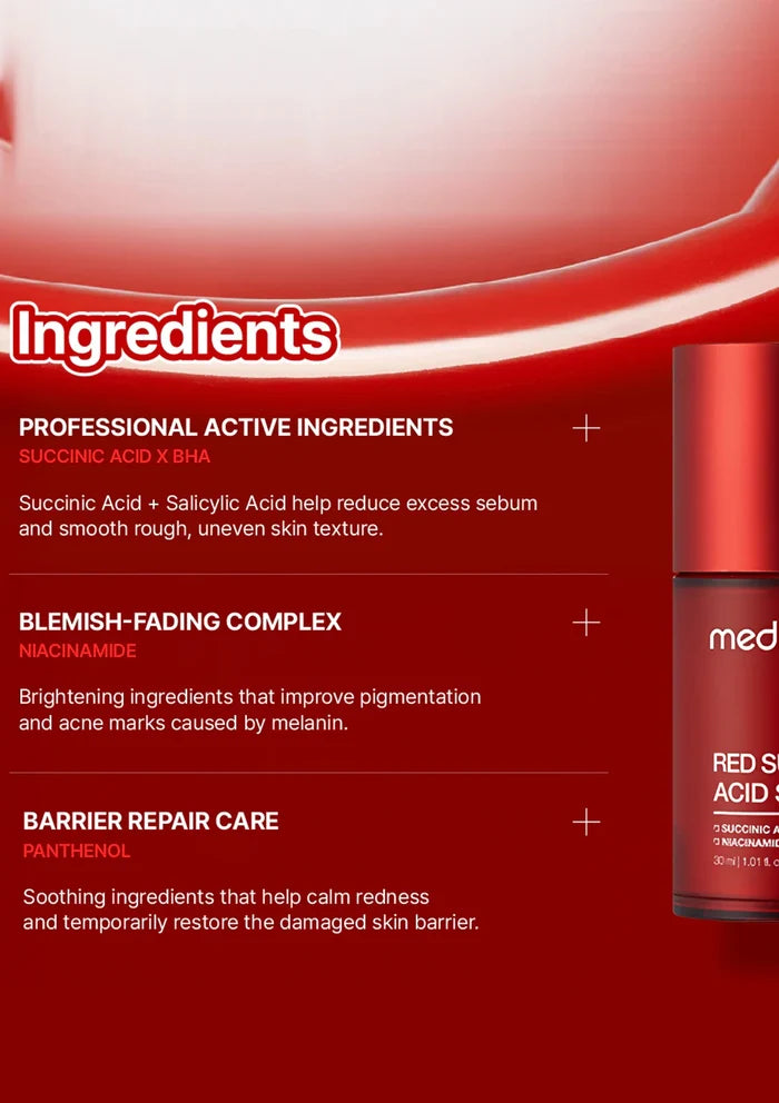 Product packaging with ingredients list on a red background